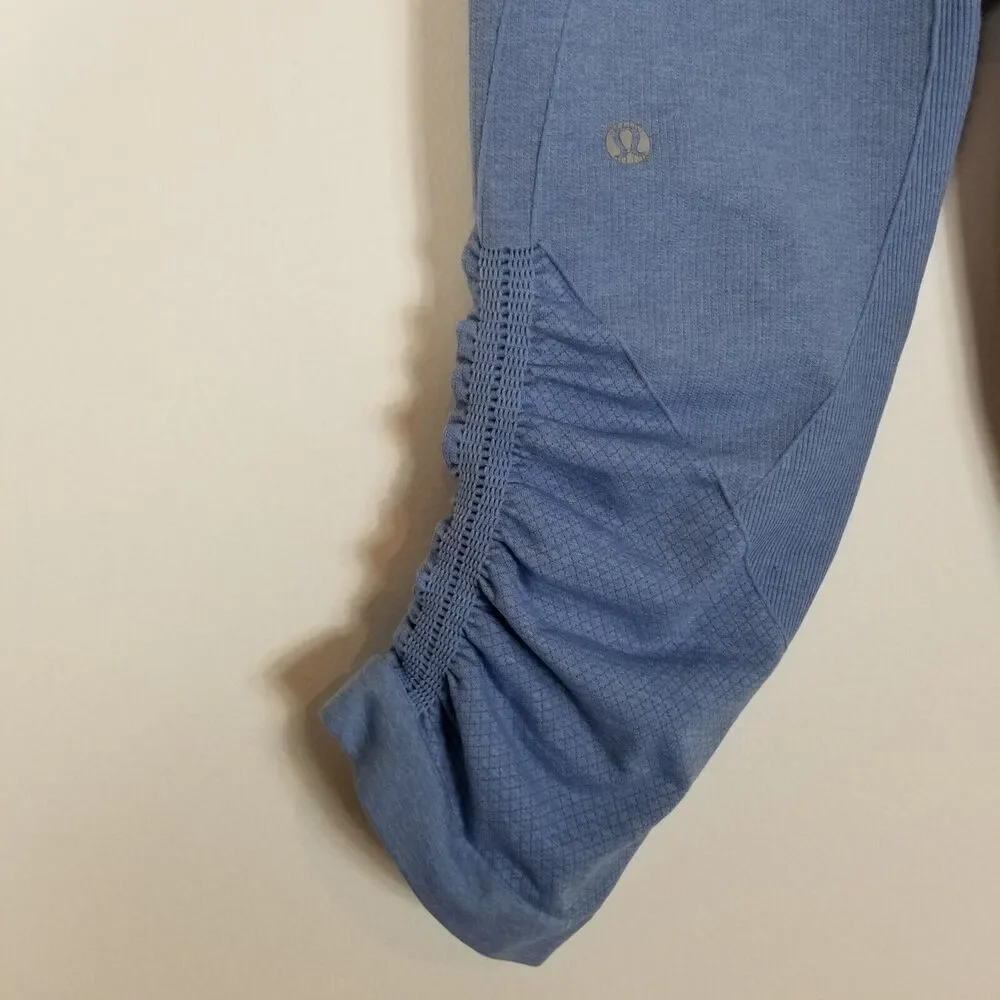 Lululemon Women's In The Flow Cropped‎ Leggings Sz 6 Blue Athletic Pants Yoga